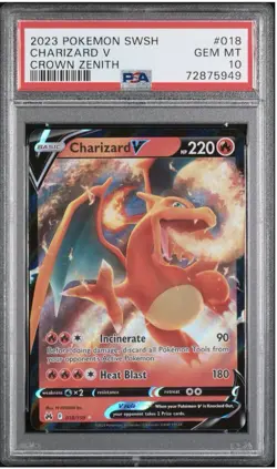 2023 Pokemon Charizard V #018/159 Holo Crown Zenith PSA 10 MINT - Image 1