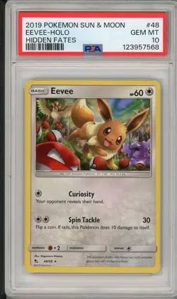 2019 Pokemon Sun & Moon Hidden Fates Eevee Holo #48 PSA 10 - Image 1