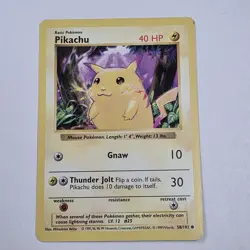 Pikachu 58/102 YELLOW CHEEKS Base Set Shadowless Vintage Pokemon WoTC 1999 HP - Image 1