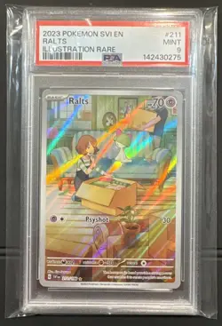 Pokemon TCG Ralts Scarlet & Violet Base Set Holo Illustration Card 211/198 PSA 9 - Image 1
