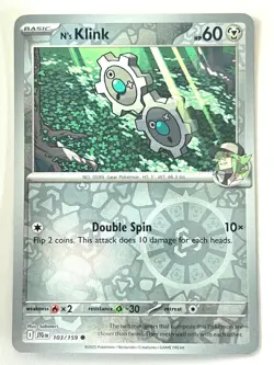 N’s Klink 103/159 Reverse Holo Journey Together Pokemon Pack Fresh Near Mint NM - Image 1
