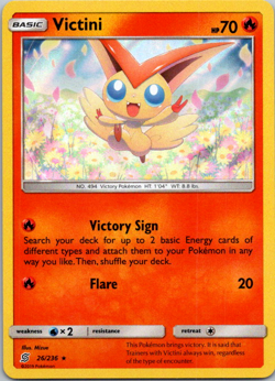 Victini 26/236 HOLO RARE SM Unified Minds NM Pokemon 2019 - Image 1