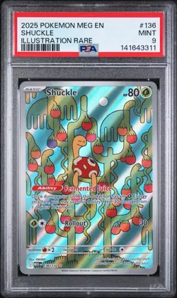 2025 POKEMON MEG EN-MEGA EVOLUTION #136 SHUCKLE ILLUSTRATION RARE PSA 9 - Image 1
