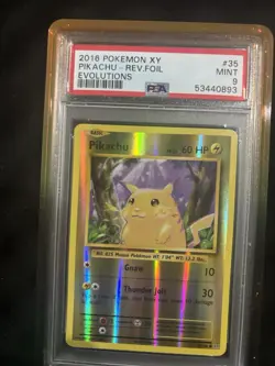 2016 Pokemon XY Pikachu Reverse Holo Evolutions #35 PSA 8 - Image 1