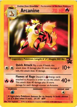 Pokemon TCG Arcanine Wizards of the Coast Black Star Promo 6 MP - Image 1