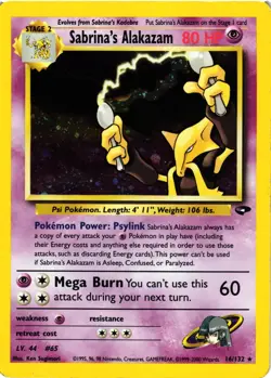 Pokemon TCG Alakazam Sabrina's 16/132 Holo Rare Gym Challenge Unlimited MP - Image 1
