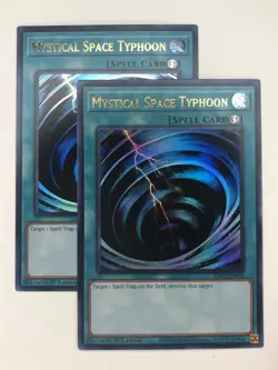 Yugioh 2x Mystical Space Typhoon RA02-EN048 Ultra Rare 1st Edition Near Mint - Image 1