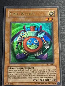 Time Wizard MRD-065 Ultra Rare Vintage Yu-Gi-Oh Card Unlimited Edition Played MP - Image 1