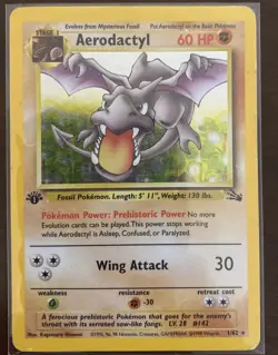 Pokemon TCG Aerodactyl Fossil 1 Holo 1999-2000 Wizards Base Set Copyright... - Image 1