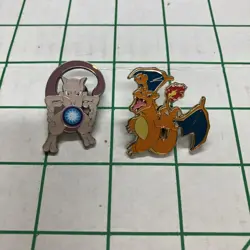 Pokemon 2019 Hidden Fates Mewtwo/2017 Charizard Enamel Pins - Image 1