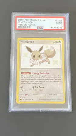 Pokemon Hidden Fates 2019 - Shiny Eevee Holo - SV41/SV94 - Graded PSA 9 205 - Image 1