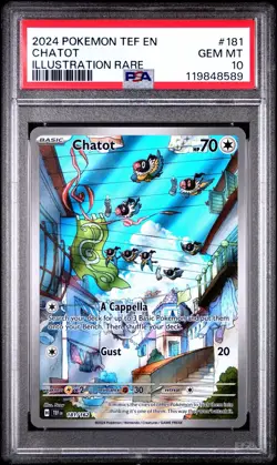 PSA 10 Chatot #181 2024 Pokemon Temporal Forces Card Illustration Rare Gem Mint - Image 1