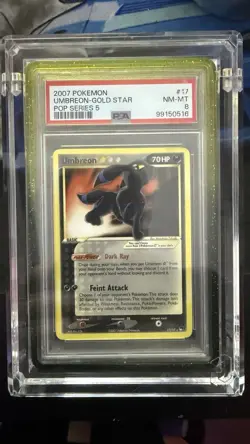 Gold Star Umbreon 2007 Pokemon POP Series 5 #17/17 PSA 8 VERY CLEAN VERY RARE - Image 1
