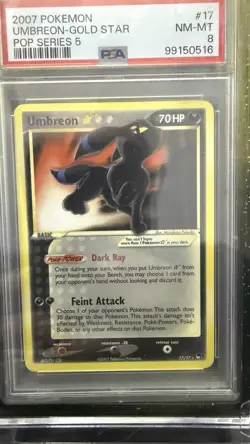 Gold Star Umbreon 2007 Pokemon POP Series 5 #17/17 PSA 8 VERY CLEAN VERY RARE - Image 2