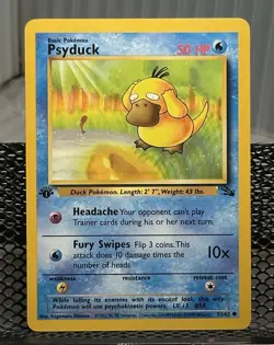 Vintage 1999 1st Edition Psyduck 53/62 Fossil Pokemon Card NM 🔥👀 - Image 2