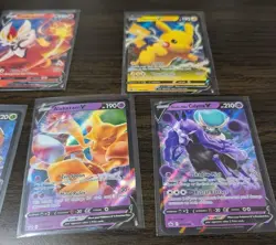 Pokemon TCG V Full Art Rare Card Lot of 7, All Near Mint, Sleeved Upon Opening - Image 4