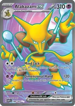 NM-Mint Alakazam ex - 188/165 - Ultra Rare Pokemon Scarlet and Violet 151 - Image 1