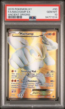 2015 POKEMON XY ANCIENT ORIGINS #90 FULL ART/MACHAMP EX PSA 10 - Image 1