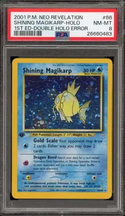 Pokemon Shining Magikarp Neo Revelation 1st Edition DOUBLE HOLO #66 PSA 8 - Image 1