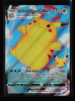 Surfing Pikachu VMAX 009/025 Ultra Rare Holo Celebrations Pokemon Card - Image 1