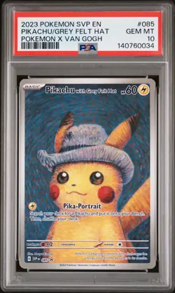 2023 POKEMON SVP EN-SV BLACK STAR PROMO #085 PIKACHU WITH GREY FELT HAT PSA 10 - Image 1