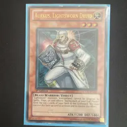 YUGIOH Ultra Rare Aurkus, Lightsworn Druid LCGX-EN250 1st Edition DAMAGED - Image 1