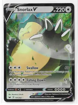 Snorlax V 141/202 Sword & Shield Base SWSH Ultra Rare Pokemon TCG Card NM - Image 1