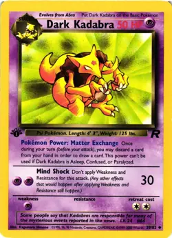 Pokemon TCG Dark Kadabra Team Rocket 39/82 Uncommon 1st Edition LP - Image 1