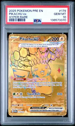 2025 POKEMON PRE EN-PRISMATIC EVOLUTIONS HYPER RARE #179 PIKACHU EX PSA 10 - Image 1