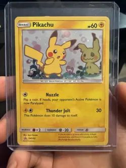 Pokemon TCG Pikachu & Mimikyu SM162 Black Star Promo Sun & Moon Holo 2019 NM - Image 1