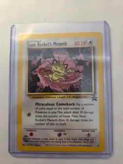 Pokemon Card WoTC Black Star Promo Team Rocket's Meowth 18 LP-NM - Image 1