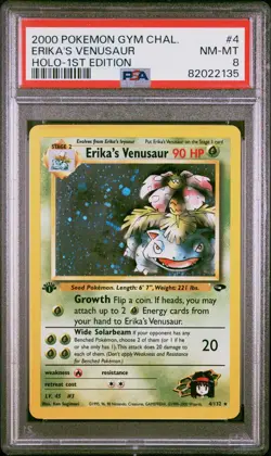 PSA 8 ERIKA'S VENUSAUR HOLO 1ST EDITION 2000 POKEMON GYM CHALLENGE #4 - Image 1