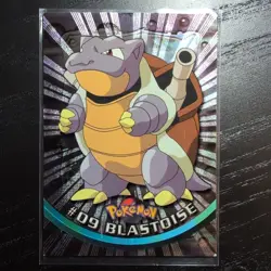 1999 Topps Pokemon TV Animation BLASTOISE #9 Texture Holo Silver Foil Black Logo - Image 1