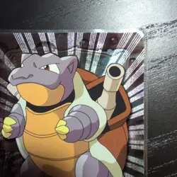 1999 Topps Pokemon TV Animation BLASTOISE #9 Texture Holo Silver Foil Black Logo - Image 2