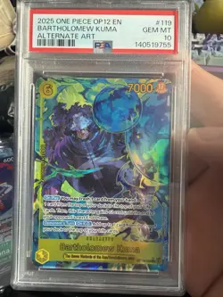 One Piece 2025 OP12-LEGACY of the Master #119 Bartholomew Kuma PSA 10 - Image 1