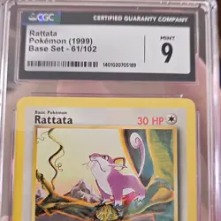 Pokemon Rattata Base Set 61/102 1999 CGC 9 Basic Pokemon TCG Card - Image 1