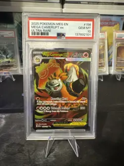 PSA 10 MEGA CAMERUPT EX #156 ULTRA RARE FULL ART 2025 POKEMON MEGA EVOLUTIONS EN - Image 1
