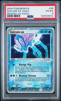 2004 POKEMON EX TEAM MAGMA VS TEAM AQUA #94 SUICUNE EX-HOLO PSA 4 - Image 1