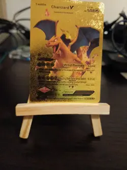 Pokemon Charizard V Gold Foil Card. SMP 26/43 2021-2022 GameFreak FAN ART - Image 1