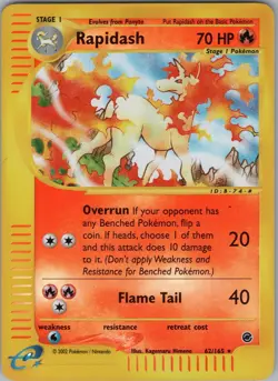Reverse Holo Pokemon Expedition Set Rapidash 62/165 - Image 1