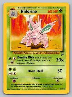 Pokemon TCG Base Set 2 Nidorino 054/130 - Image 1