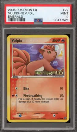 Pokemon Vulpix EX Emerald Reverse Holo #72 PSA 9 Mint - Image 1