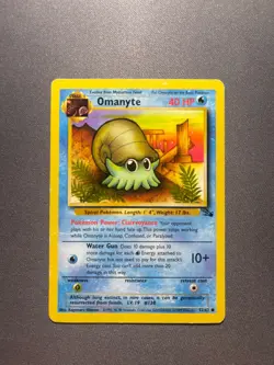 Pokemon TCG Omanyte Fossil 52/62 Unlimited 1999-2000 Wizards Base Set - Image 1