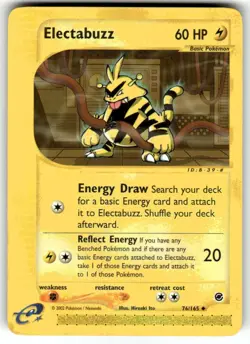 Pokemon TCG Electabuzz Expedition Base Set Uncommon Card 76/165 Crease - Image 1