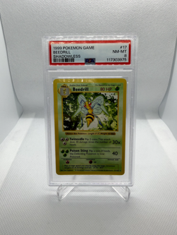 1999 POKEMON BASE SET SHADOWLESS #17 BEEDRILL PSA 8 - Image 1