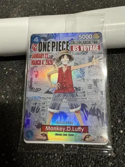One Piece Monkey D. Luffy US Voyage College Card & Gonzaga Bulldogs Poster - Image 2