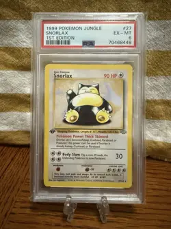 1999 Pokemon Jungle #27 Snorlax - 1st Edition (PSA 6 EX-MT) - Image 1