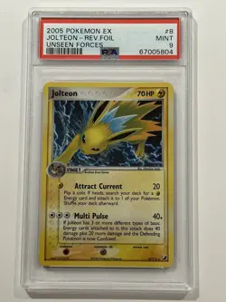2005 Pokemon EX Unseen Forces - Jolteon Rev.Foil #8 PSA 9 MINT - Image 1