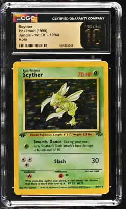 CGC 10 PRISTINE Scyther 1999 Jungle 1st Edition 10/64 Holo Pokemon Card - Image 1