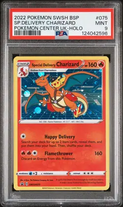 2022 POKEMON SWSH BLACK STAR PROMO #075 SPECIAL DELIVERY CHARIZARD-HOLO PSA 9 - Image 1